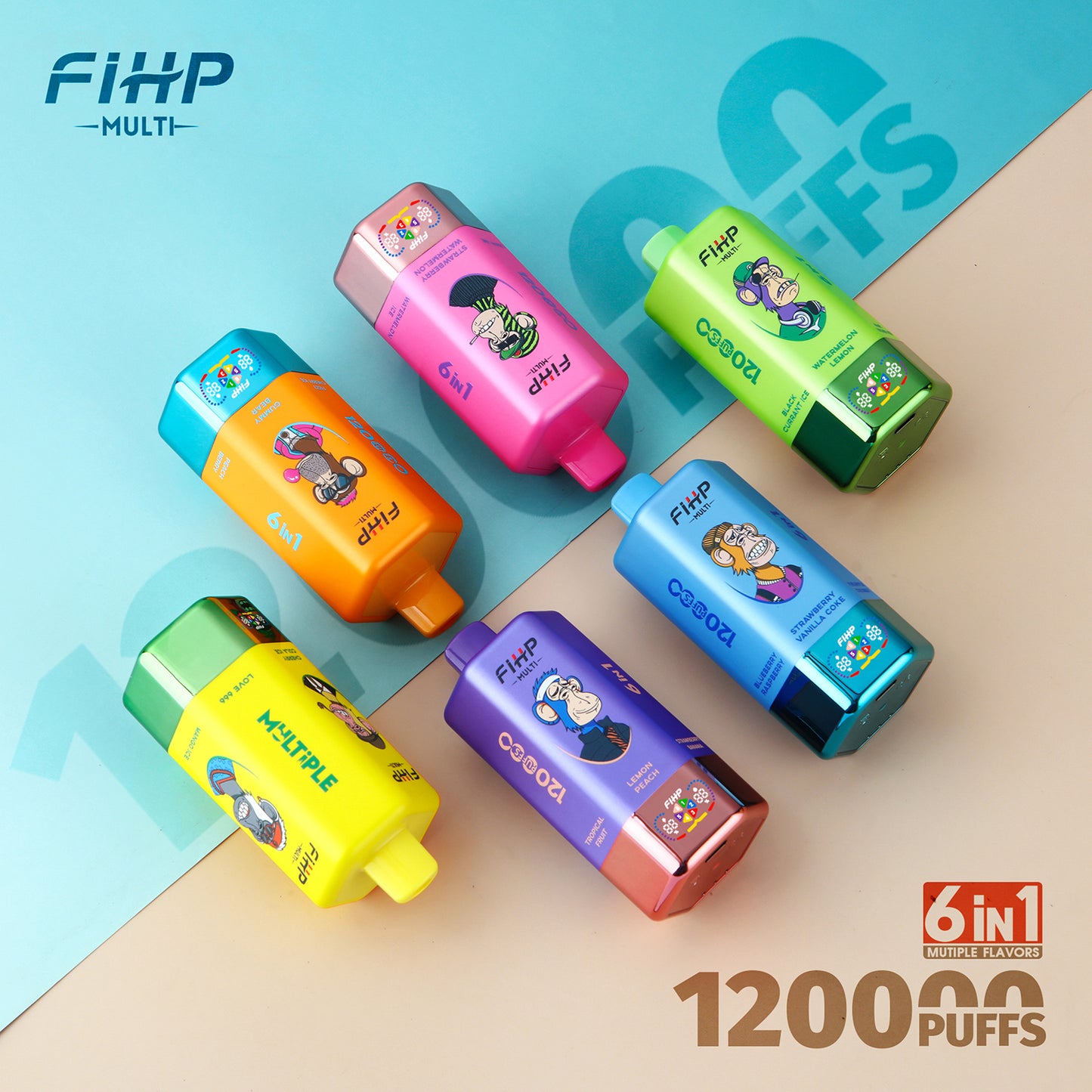 FIHP 120k Puffs 6in1 Multi tastes Vape