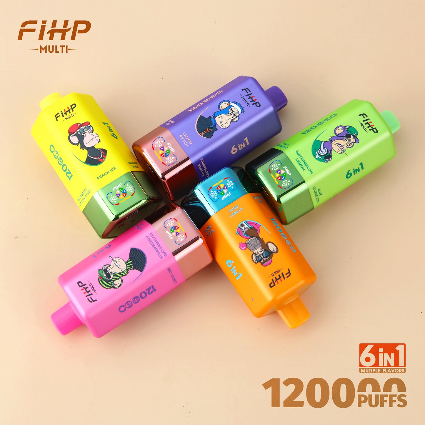 FIHP 120k Puffs 6in1 Multi tastes Vape