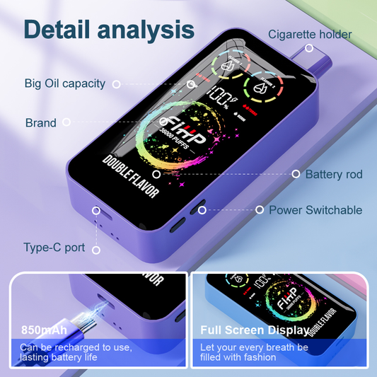 36k Puffs Vape Full Screen Display for Status Check