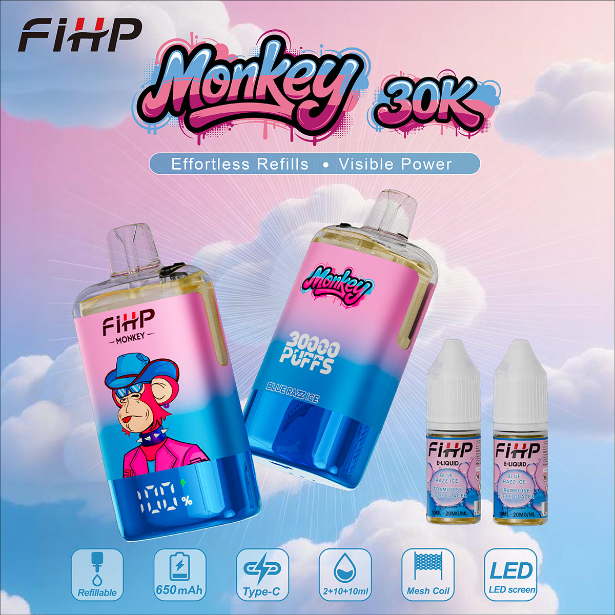 FIHP 30,000 Puffs Monkey Refiilable Vape