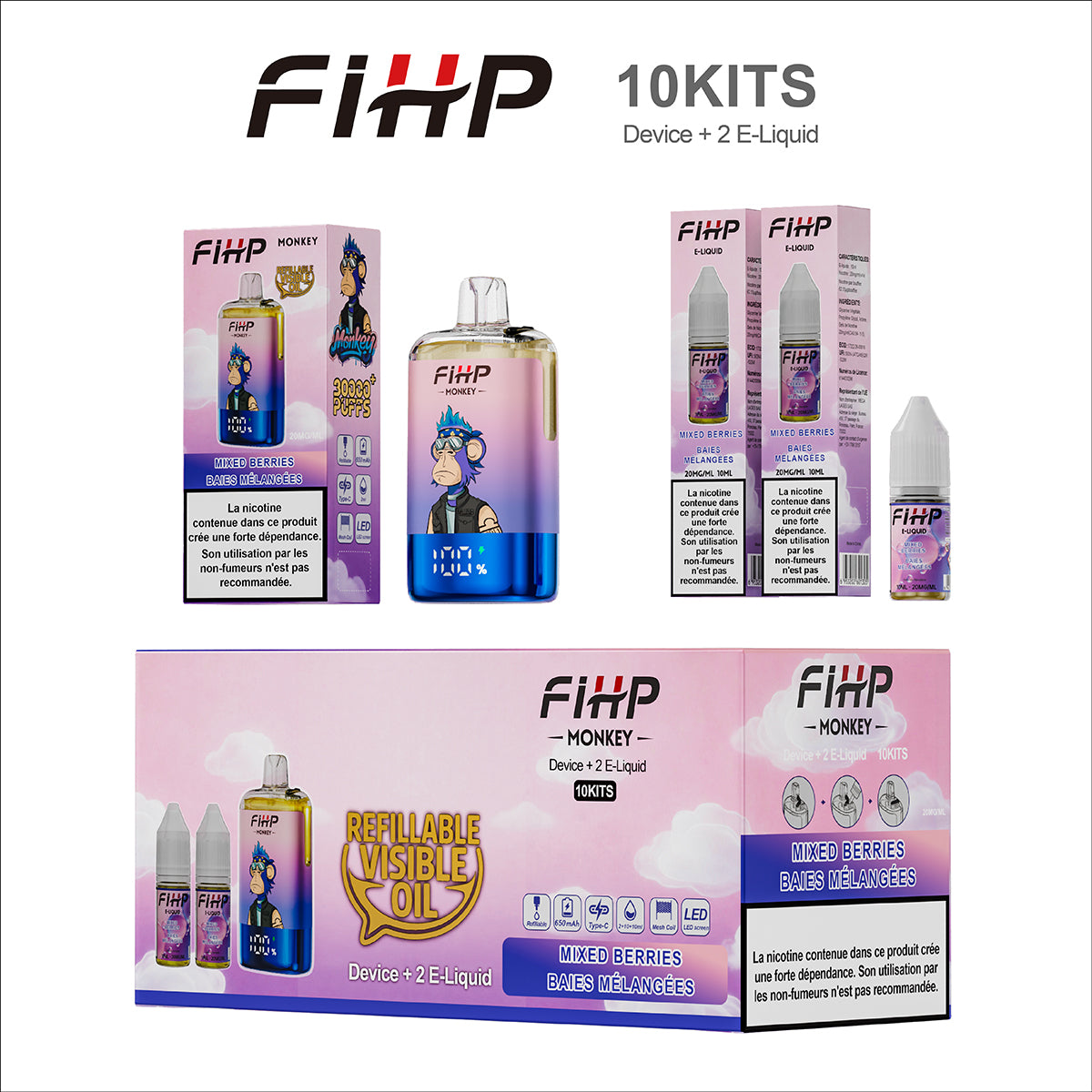 FIHP 30,000 Puffs Monkey Refiilable Vape
