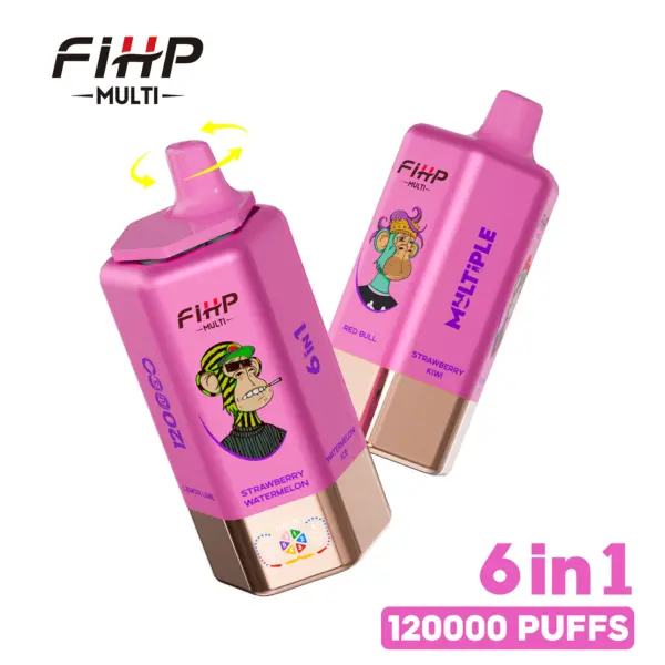 Front and back views of FiHP Multi 120K 6-in-1 devices in pink and magenta colorways