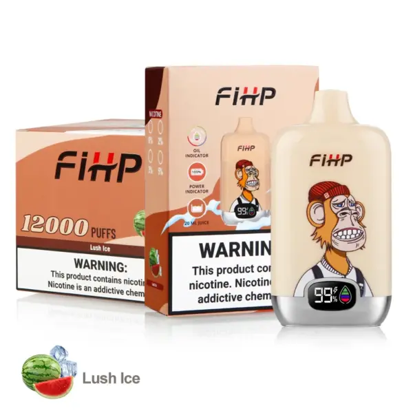 FiHP 12K Lush Ice disposable vape with matching retail package