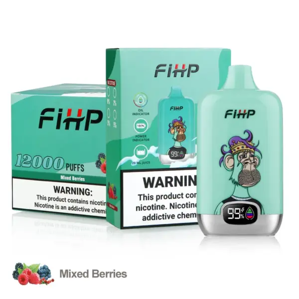 FiHP 12K Mixed Berries disposable vape with matching retail package