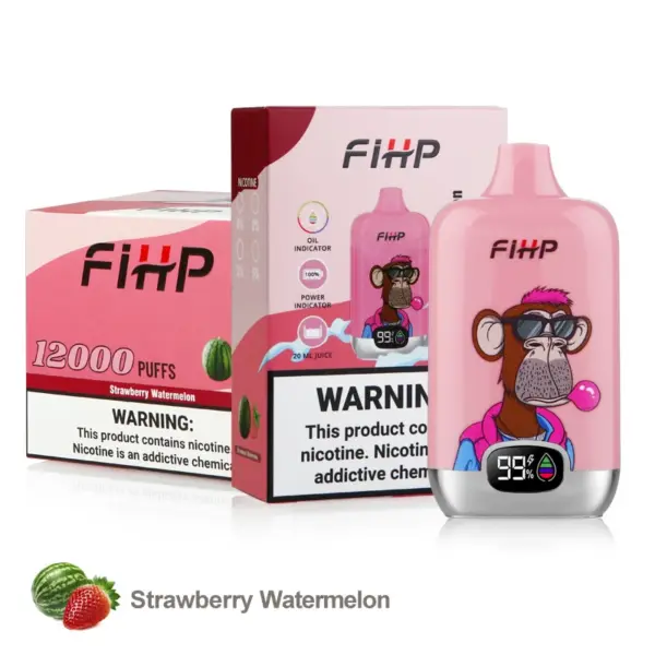 FiHP 12K Strawberry Watermelon disposable vape with matching retail package