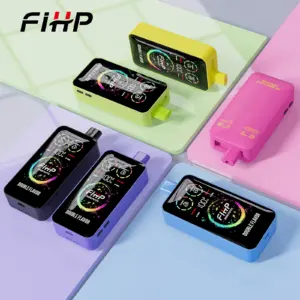 FiHP 36K 2-in-1 disposable vapes arranged in four colorways with full-screen displays