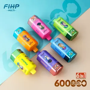 FiHP 600K 6-in-1 vape lineup in six bright colors
