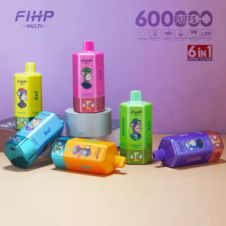 FiHP 600K devices arranged on a purple studio background