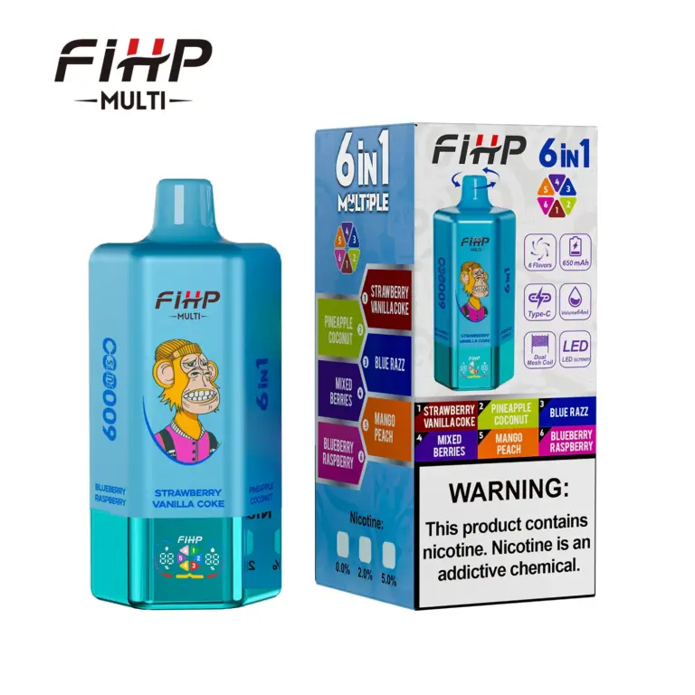 Blue FiHP 600K device beside its retail package