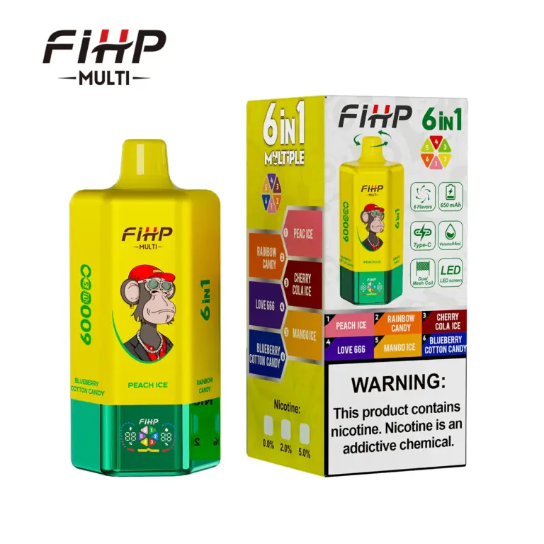 Yellow FiHP 600K device beside its retail package