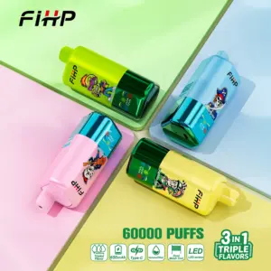 FiHP 60K 3-in-1 disposable vapes arranged in five bright colorways